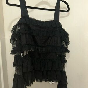 Alexis Black Layered Ruffle Blouse